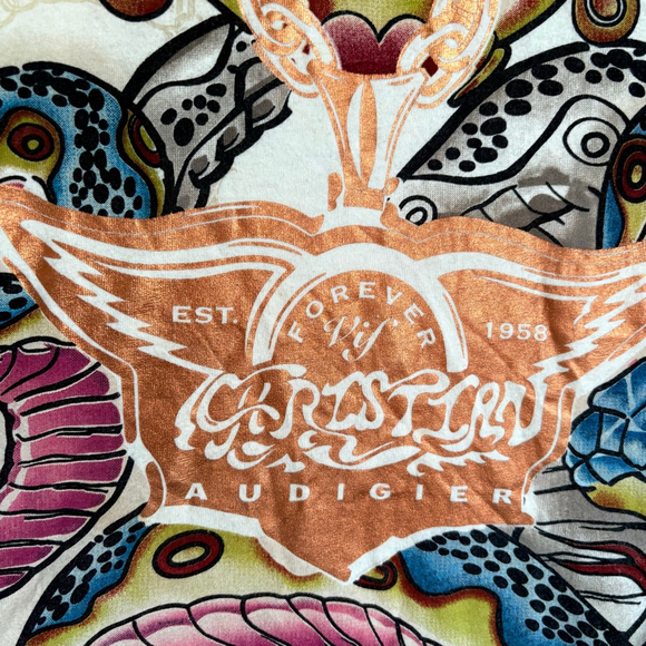 RARE Vintage Y2K Christian Audigier Shirt Mens XXL Snake Print Chain - Picture 9 of 16